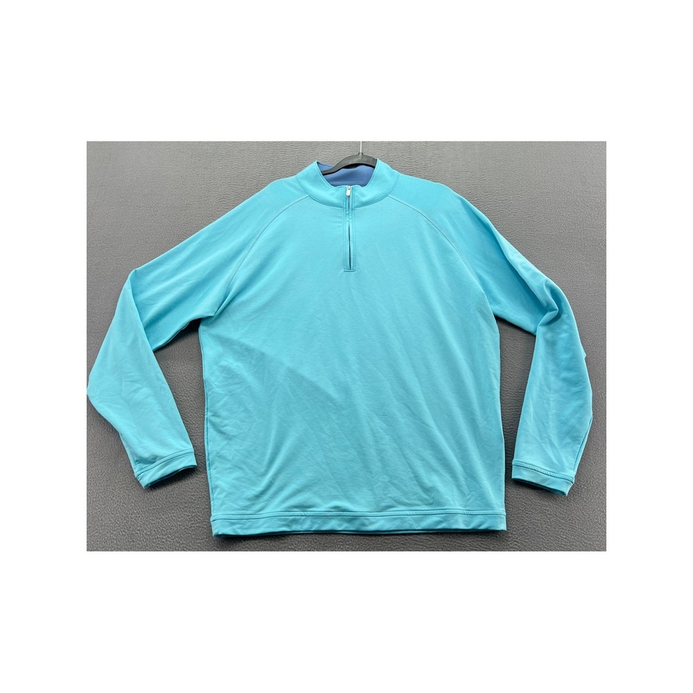 Peter Millar Pullover Mens XL Seaside Blue Quarter Zip Golf Sweater Light Blue